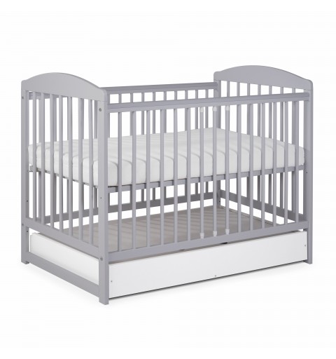 Tomi 15 - łóżeczko dziecięce z szufladą, tapczanik, drewniane 120x60 | Szary